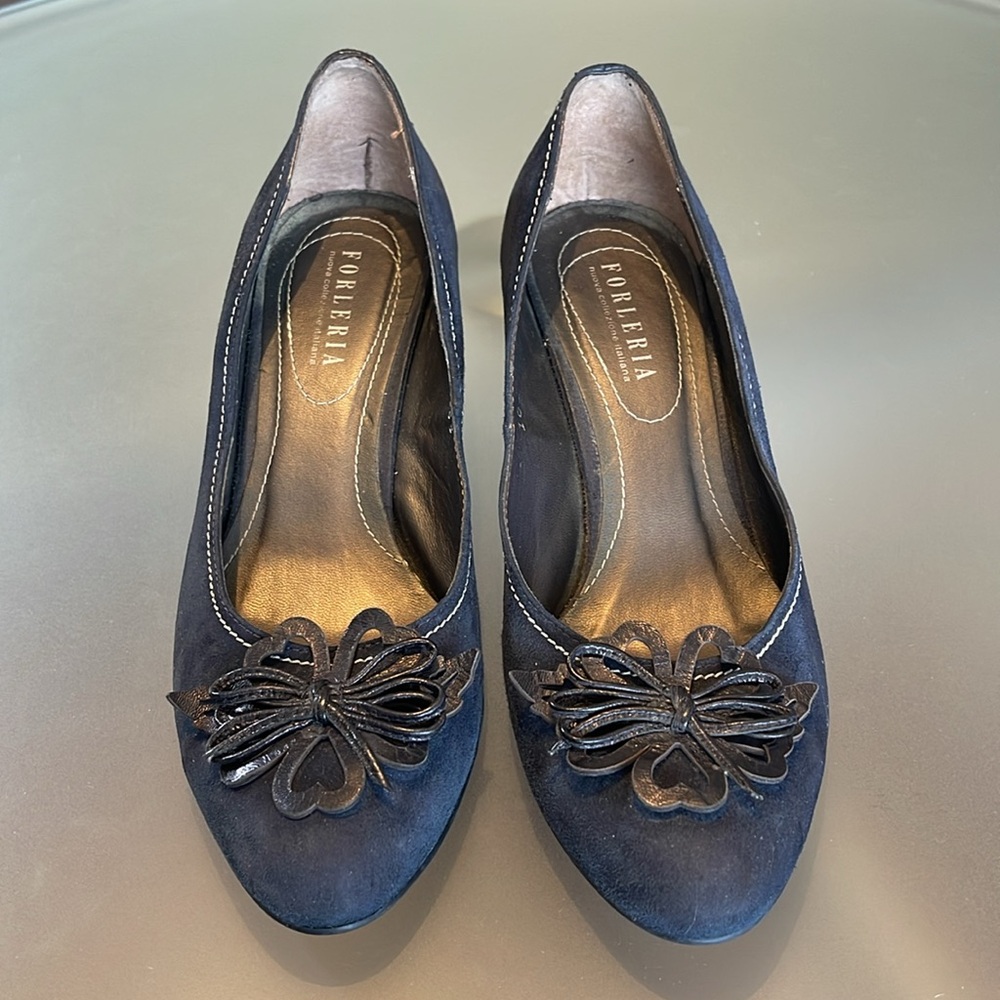 Wedge Heels in Blue Suede - sz 7.5 - Picture 10 of 11